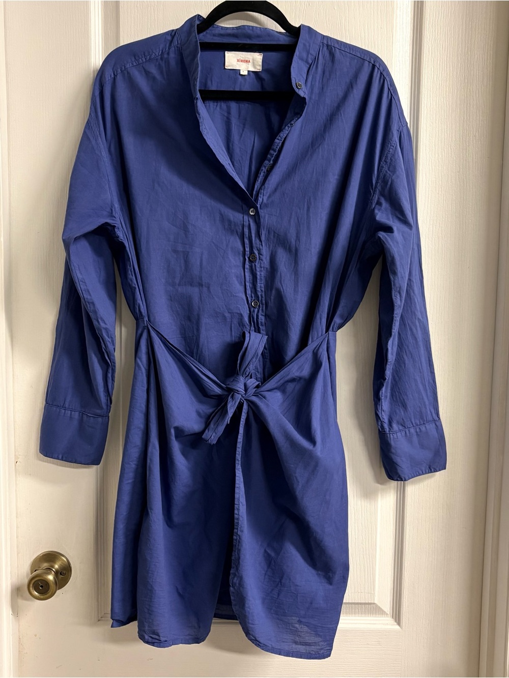 XiRENA  Arly  Blue Tie-Waist Mini Shirt Dress